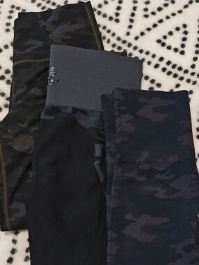 SPANX, Zyia And Fabletics  Bundle Charcoal, Green & Black Camo Leggings Set